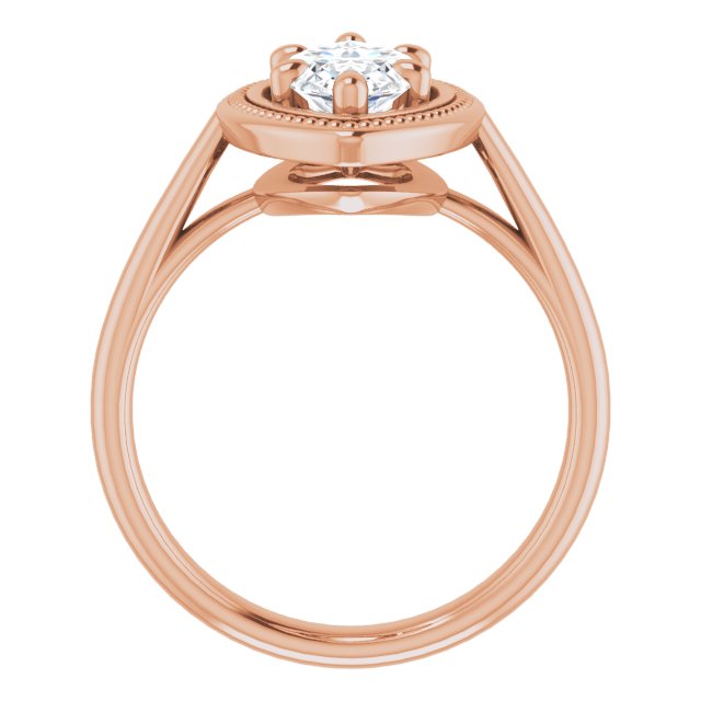 Cubic Zirconia Engagement Ring- The Eve (Customizable Marquise Cut Solitaire with Metallic Drops Halo Lookalike)