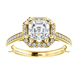 Cubic Zirconia Engagement Ring- The Jessika (Customizable Cathedral-set Asscher Cut Design with Halo and Thin Pavé Band)