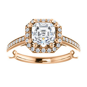 Cubic Zirconia Engagement Ring- The Jessika (Customizable Cathedral-set Asscher Cut Design with Halo and Thin Pavé Band)
