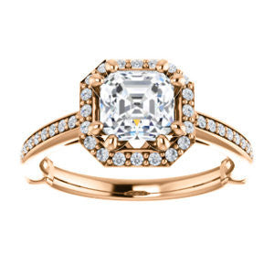 Cubic Zirconia Engagement Ring- The Jessika (Customizable Cathedral-set Asscher Cut Design with Halo and Thin Pavé Band)