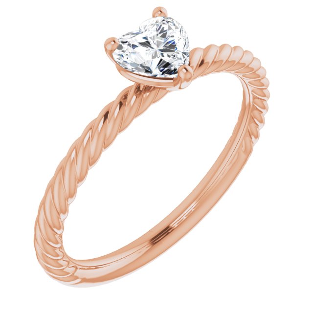 10K Rose Gold Customizable [[Cut] Cut Solitaire featuring Braided Rope Band