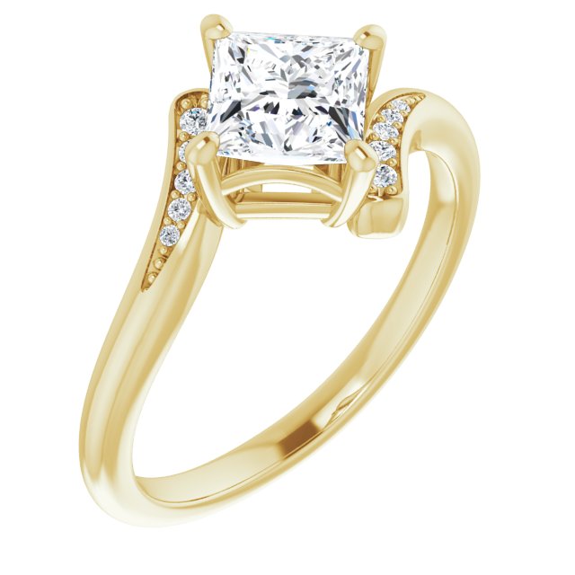 10K Yellow Gold Customizable 11-stone Princess/Square Cut Design with Bypass Channel Accents