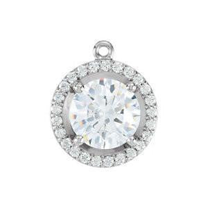 Cubic Zirconia Earrings- Round Halo-Styled Dangle