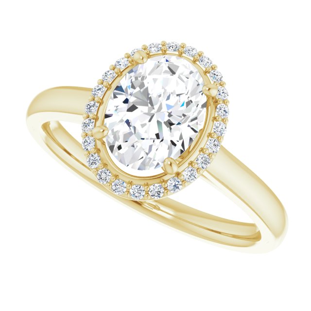 Cubic Zirconia Engagement Ring- The Amber (Customizable Halo-Styled Cathedral Oval Cut Design)