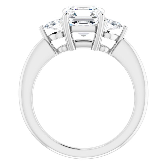 Cubic Zirconia Engagement Ring- The Zhata (Customizable 3-stone Asscher Style with Pear Accents)