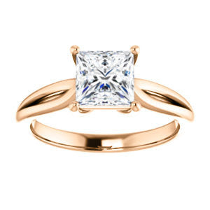 Cubic Zirconia Engagement Ring- The Viola (Customizable Princess Cut Solitaire with Curving Tapered Split Band)