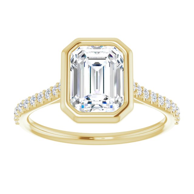 Cubic Zirconia Engagement Ring- The Careena (Customizable Bezel-set Radiant Cut Style with Ultra-thin Pavé-Accented Band)