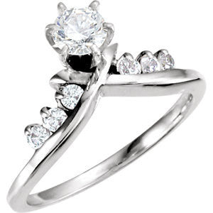 Cubic Zirconia Engagement Ring- The Ingrid (Customizable 7-Stone Artisan 'X' Channel)