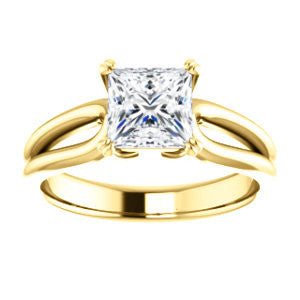 Cubic Zirconia Engagement Ring- The Jan (Customizable Princess Cut Thick-Split Band Solitaire)