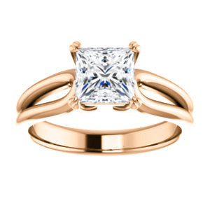 Cubic Zirconia Engagement Ring- The Jan (Customizable Princess Cut Thick-Split Band Solitaire)