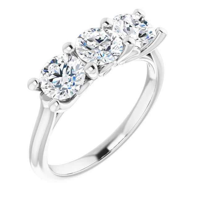 10K White Gold Customizable Triple Round Cut Design with Thin Band