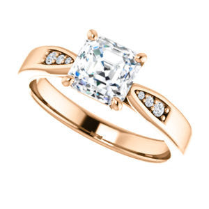 Cubic Zirconia Engagement Ring- The Ximena (Customizable Cathedral-Set Asscher Cut 7-stone Design)