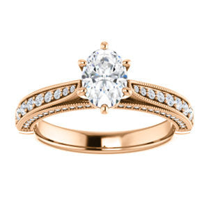 Cubic Zirconia Engagement Ring- The Claudia Jeanine (Customizable Oval Cut Three Sided Band)