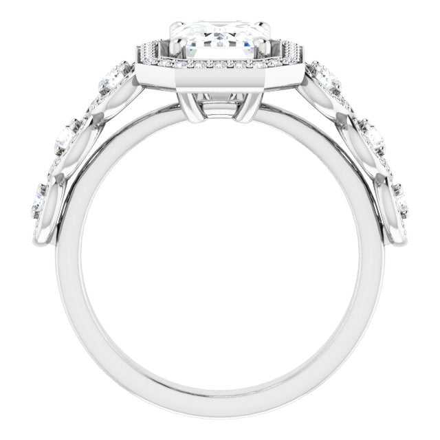 Cubic Zirconia Engagement Ring- The Emma Grace (Customizable Cathedral-set Radiant Cut 7-stone style Enhanced with 7 Halos)