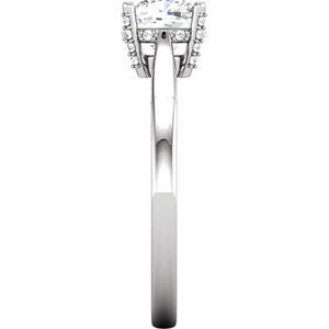 Cubic Zirconia Engagement Ring- The Antoinette (1.34 TCW Cushion Cut with Under-Halo and Accented Prongs)