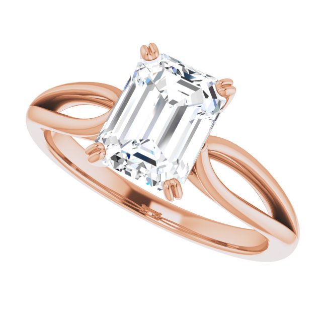 Cubic Zirconia Engagement Ring- The Gayle (Customizable Radiant Cut Solitaire with Wide-Split Band)