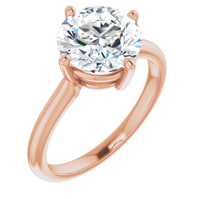 14K Rose Gold Customizable Round Cut Solitaire with Raised Prong Basket