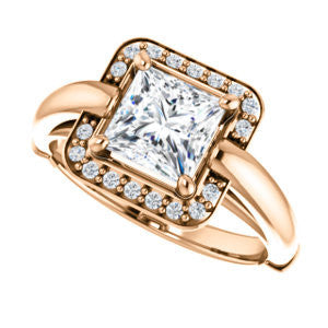 Cubic Zirconia Engagement Ring- The Kady (Customizable Cathedral-set Princess Cut with Semi-Halo)