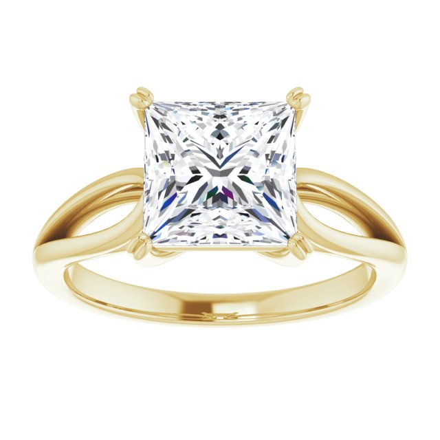 Cubic Zirconia Engagement Ring- The Gayle (Customizable Princess/Square Cut Solitaire with Wide-Split Band)