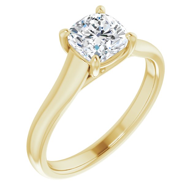 10K Yellow Gold Customizable Cushion Cut Cathedral-Prong Solitaire with Decorative X Trellis