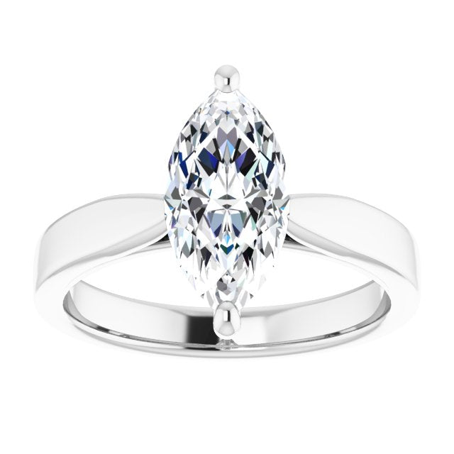 Cubic Zirconia Engagement Ring- The Eden (Customizable Marquise Cut Cathedral Solitaire with Wide Tapered Band)