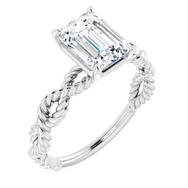 Cubic Zirconia Engagement Ring- The Jazzlyn (Customizable Radiant Cut Solitaire with Infinity-inspired Twisting-Rope Split Band)