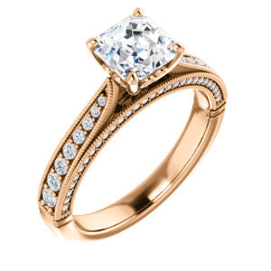 Cubic Zirconia Engagement Ring- The Claudia Jeanine (Customizable Asscher Cut Three Sided Band)