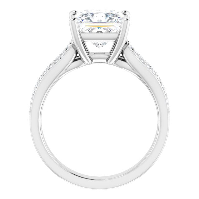 Cubic Zirconia Engagement Ring- The Annemarie (Customizable Princess/Square Cut Design featuring Shared Prong Split-band)