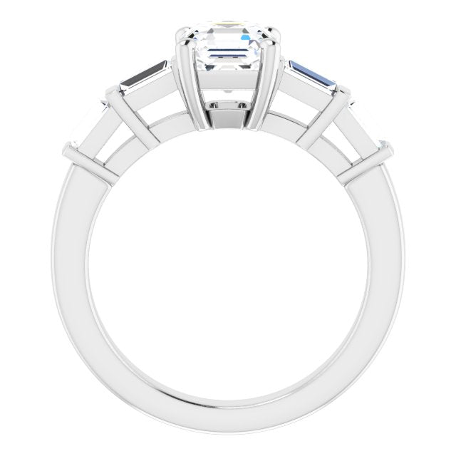 Cubic Zirconia Engagement Ring- The Bodhi (Customizable 9-stone Design with Asscher Cut Center and Round Bezel Accents)
