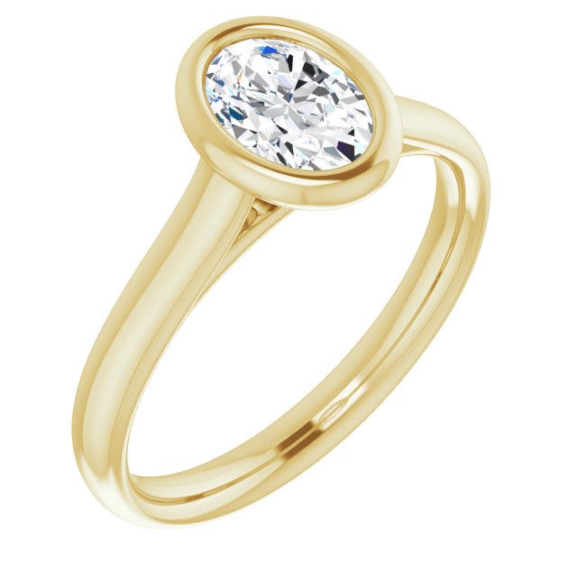 10K Yellow Gold Customizable Cathedral-Bezel Oval Cut Solitaire