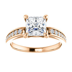 CZ Wedding Set, featuring The Sashalle engagement ring (Customizable Cathedral-Raised Princess Cut Design with Tapered Pavé Band)