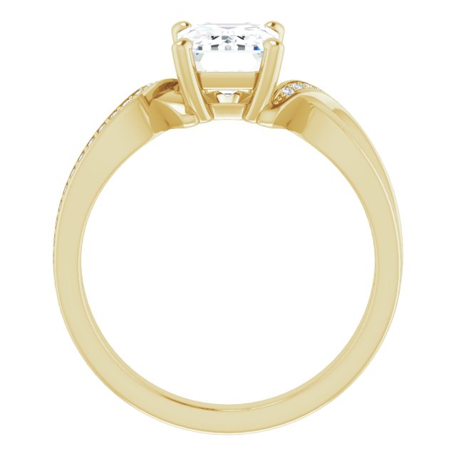 CZ Engagement Ring Radiant Cut w/ Curved Split-Band & One Shared Prong ...