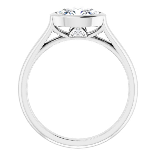 Cubic Zirconia Engagement Ring- The Ann Michelle (Customizable Cathedral-Bezel Oval Cut 7-stone "Semi-Solitaire" Design)