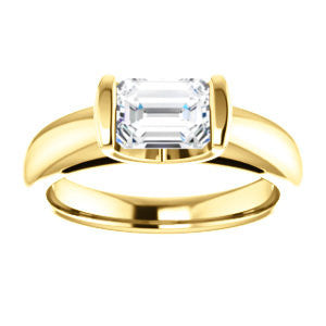 Cubic Zirconia Engagement Ring- The Liza Bella (Customizable Emerald Cut Cathedral Bar-set Solitaire)