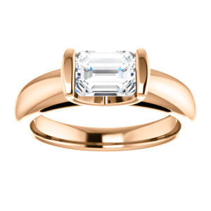 CZ Wedding Set, featuring The Liza Bella engagement ring (Customizable Emerald Cut Cathedral Bar-set Solitaire)