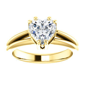 Cubic Zirconia Engagement Ring- The Reese (Customizable Heart Cut Solitaire with Grooved Band)