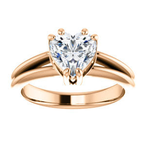 Cubic Zirconia Engagement Ring- The Reese (Customizable Heart Cut Solitaire with Grooved Band)