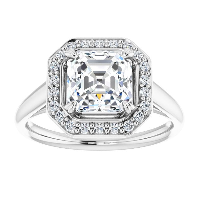 Cubic Zirconia Engagement Ring- The Arianna (Customizable Asscher Cut Design with Loose Halo)