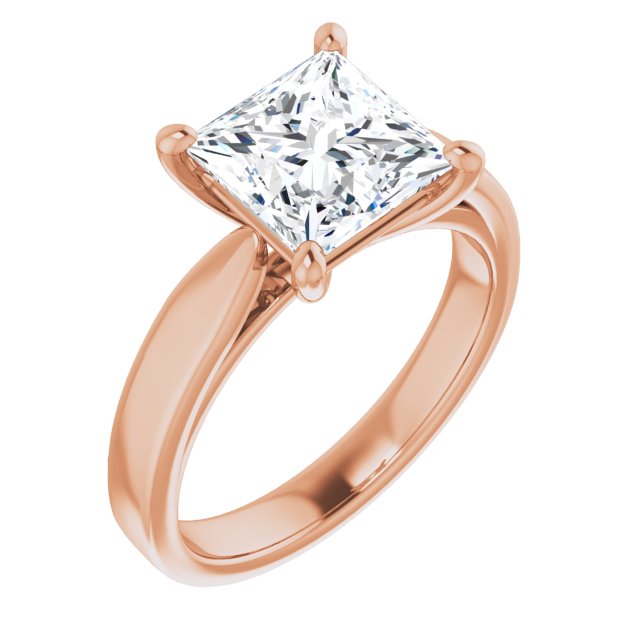 Cubic Zirconia Engagement Ring- The Eden (Customizable Princess/Square Cut Cathedral Solitaire with Wide Tapered Band)