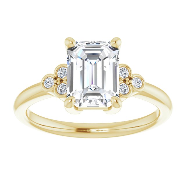 Cubic Zirconia Engagement Ring- The Irene (Customizable 7-stone Radiant Cut Center with Round-Bezel Side Stones)