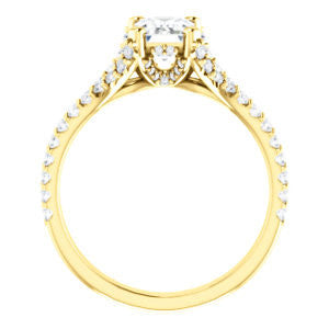 Cubic Zirconia Engagement Ring- The Marilyn (Customizable Cathedral-set Radiant Cut Center with Split-Pavé Band and Prong Accents)