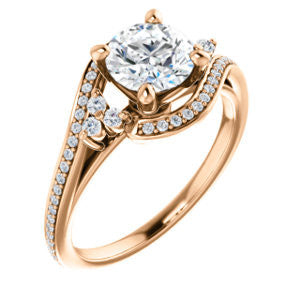 Cubic Zirconia Engagement Ring- The Candie (Customizable Round Cut with Artisan Bypass Pavé and 7-stone Cluster)