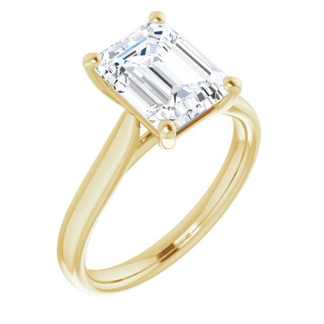 10K Yellow Gold Customizable Cathedral-Prong Emerald/Radiant Cut Solitaire