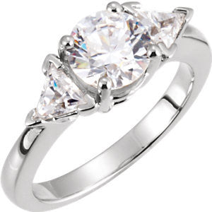 Cubic Zirconia Engagement Ring- The Ciera (3-stone Round Cut with Triangle Accents)