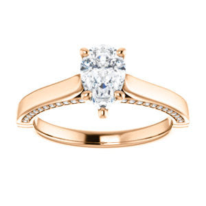 Cubic Zirconia Engagement Ring- The Tonja (Customizable Pear Cut Semi-Solitaire with Dual Three-sided Pavé Band)