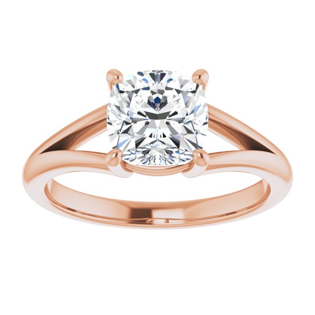 Cubic Zirconia Engagement Ring- The Ning (Customizable Cushion Cut Solitaire with Tapered Split Band)