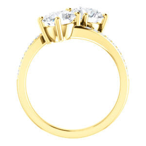 Cubic Zirconia Engagement Ring- The Phoebe (Customizable Enhanced 2-stone Double Round Cut Design With Round Pavé Band)