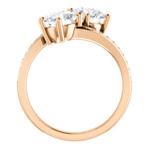 Cubic Zirconia Engagement Ring- The Phoebe (Customizable Enhanced 2-stone Double Round Cut Design With Round Pavé Band)
