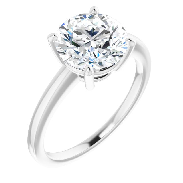 10K White Gold Customizable Bowl-Prongs Round Cut Solitaire with Thin Band