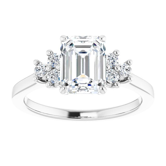Cubic Zirconia Engagement Ring- The Gwendolyn (Customizable Radiant Cut 7-stone Prong-Set Design)